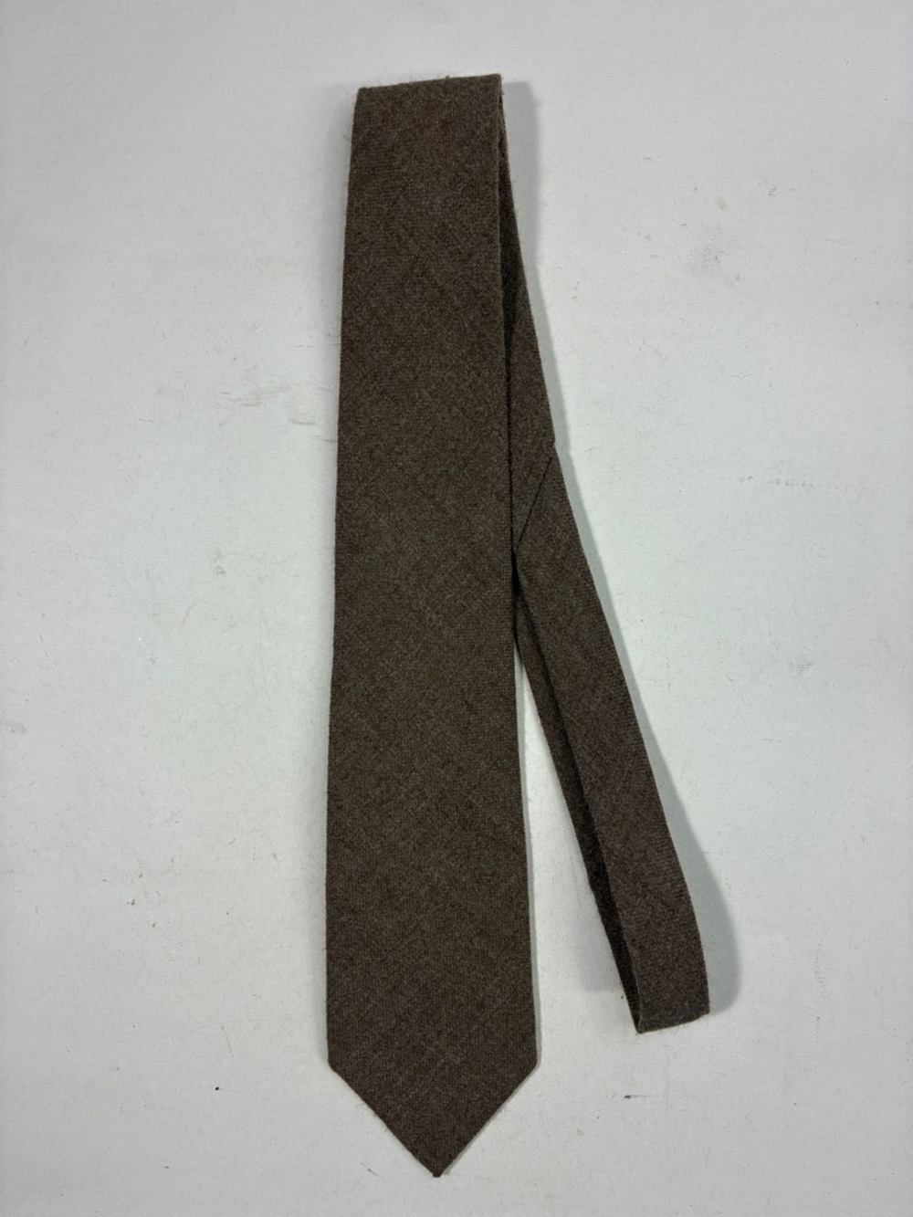 Men's Brown Textured Wool-Blend Tie